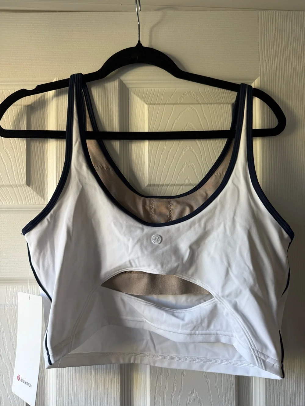 lululemon athletica White Crop Sports Bra with Navy Trim